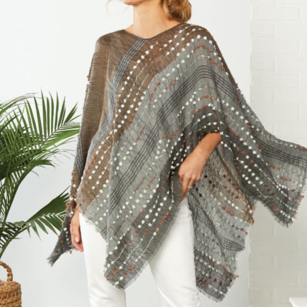 Demdaco Women's Multicolor Textured Ponco-Style, Gauze, One Size